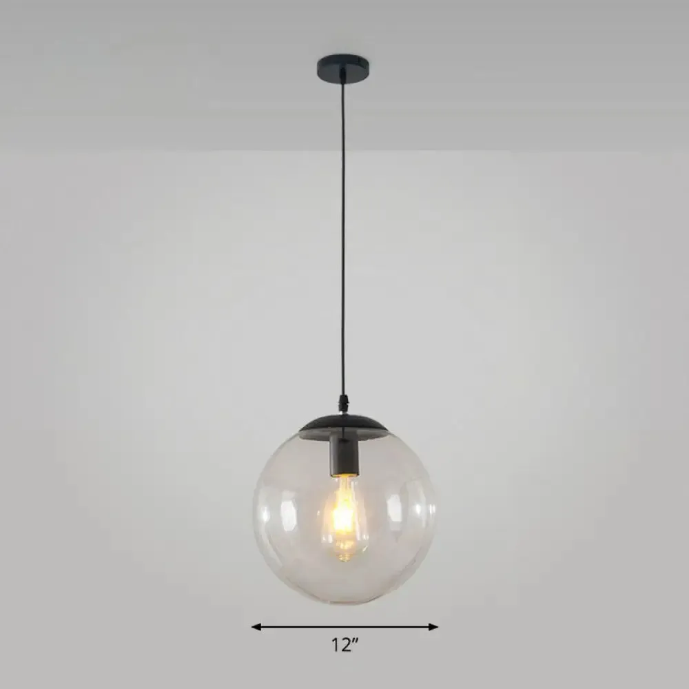 Simple Black Glass Pendant Light with Single-Bulb for Restaurant Ceilings