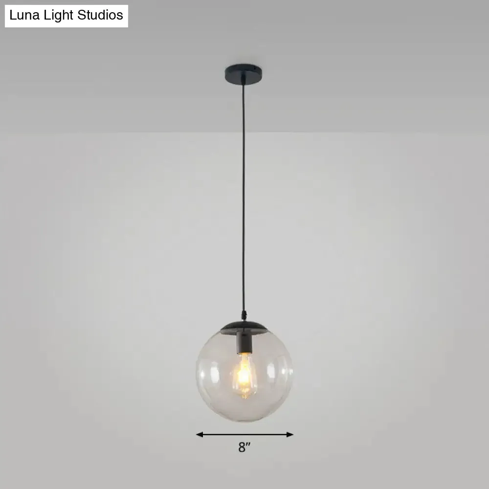 Simple Black Glass Pendant Light with Single-Bulb for Restaurant Ceilings