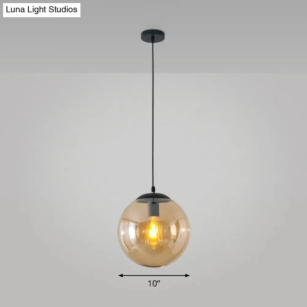 Simple Black Glass Pendant Light with Single-Bulb for Restaurant Ceilings