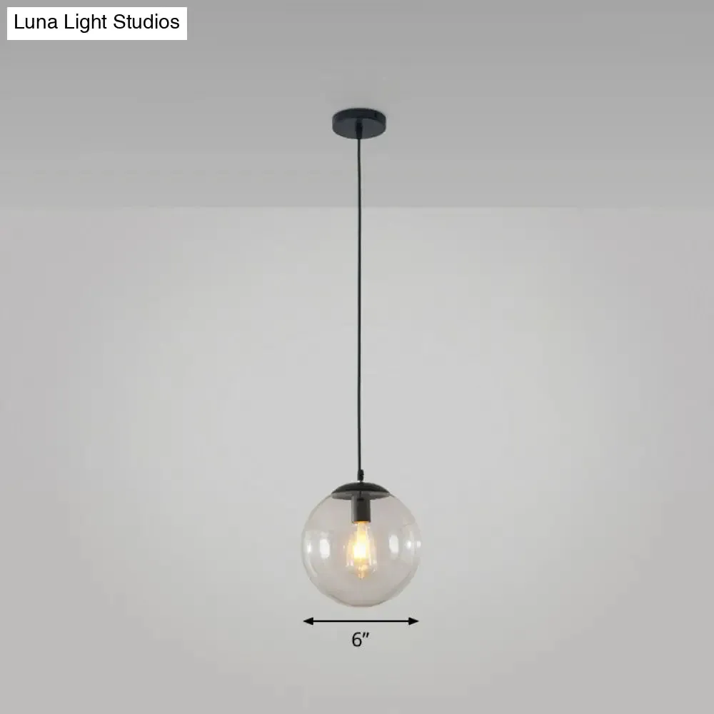 Simple Black Glass Pendant Light with Single-Bulb for Restaurant Ceilings