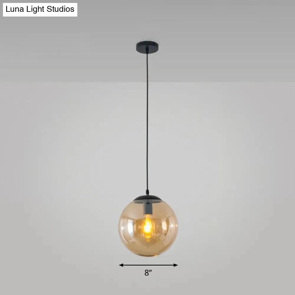 Simple Black Glass Pendant Light with Single-Bulb for Restaurant Ceilings