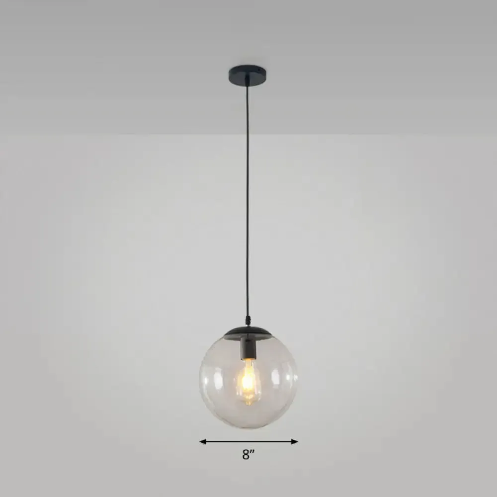 Simple Black Glass Pendant Light with Single-Bulb for Restaurant Ceilings