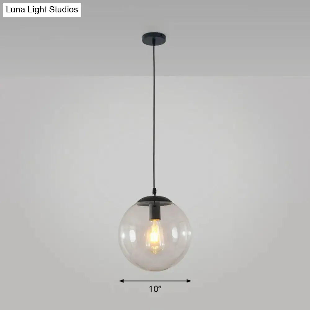 Simple Black Glass Pendant Light with Single-Bulb for Restaurant Ceilings