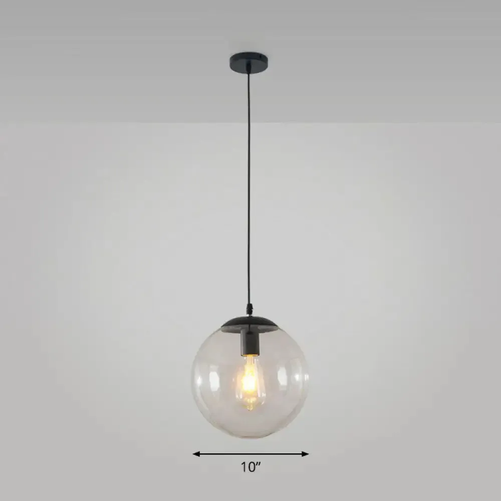 Simple Black Glass Pendant Light with Single-Bulb for Restaurant Ceilings