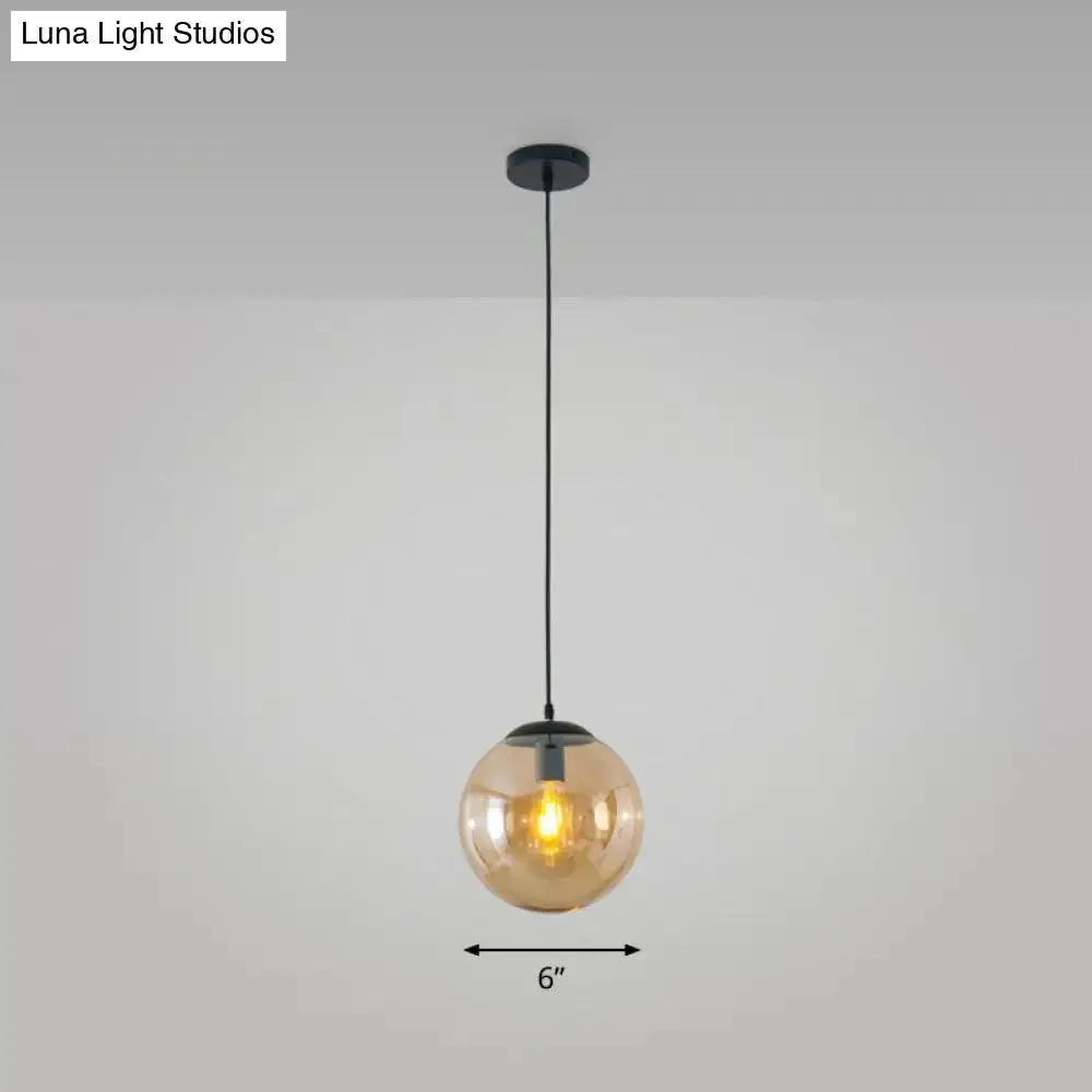 Simple Black Glass Pendant Light with Single-Bulb for Restaurant Ceilings