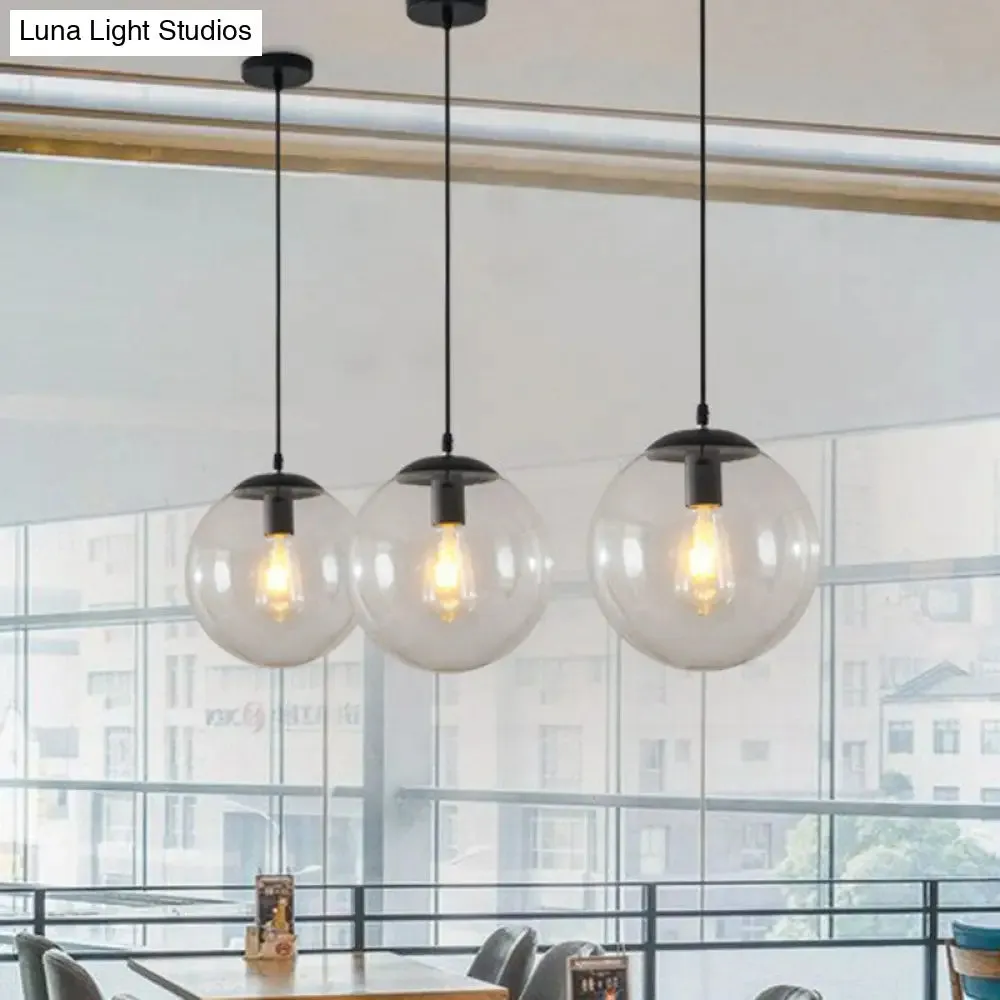 Simple Black Glass Pendant Light with Single-Bulb for Restaurant Ceilings