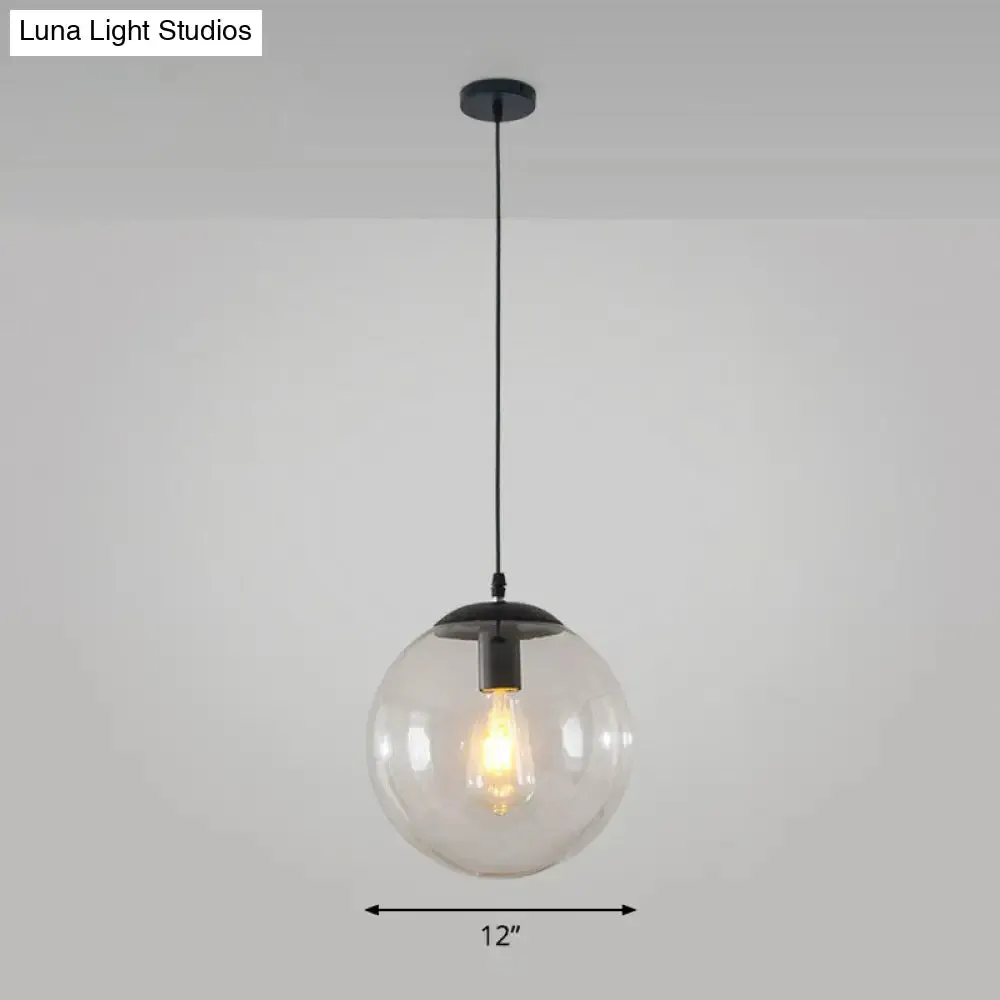 Simple Black Glass Pendant Light with Single-Bulb for Restaurant Ceilings