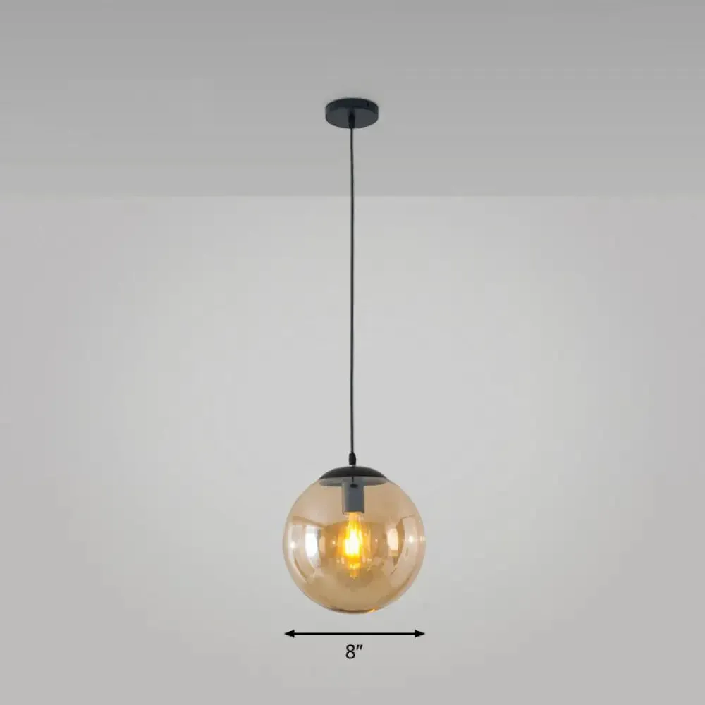 Simple Black Glass Pendant Light with Single-Bulb for Restaurant Ceilings