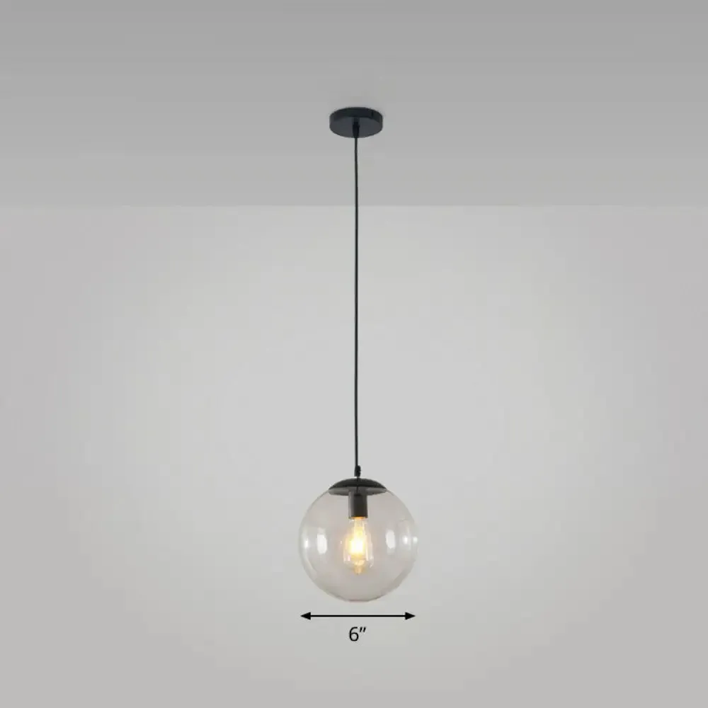 Simple Black Glass Pendant Light with Single-Bulb for Restaurant Ceilings