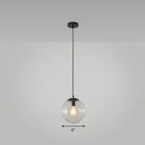 Simple Black Glass Pendant Light with Single-Bulb for Restaurant Ceilings