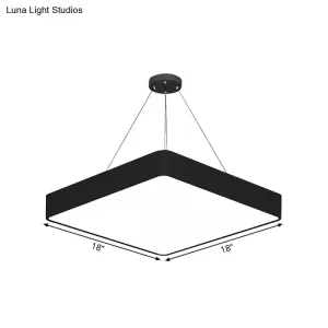 Simple Black Square Hanging Light - 18"/23.5" Width - Acrylic LED Ceiling Pendant for Living Room