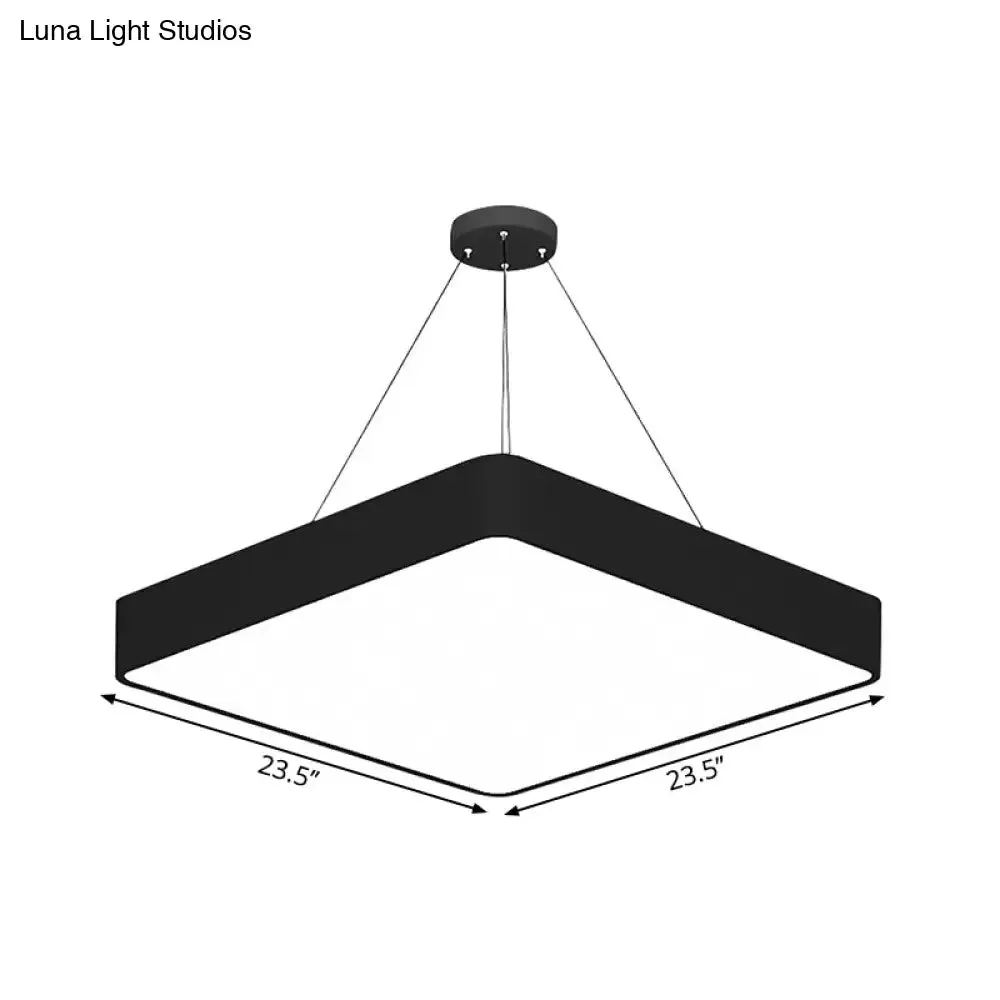 Simple Black Square Hanging Light - 18"/23.5" Width - Acrylic LED Ceiling Pendant for Living Room