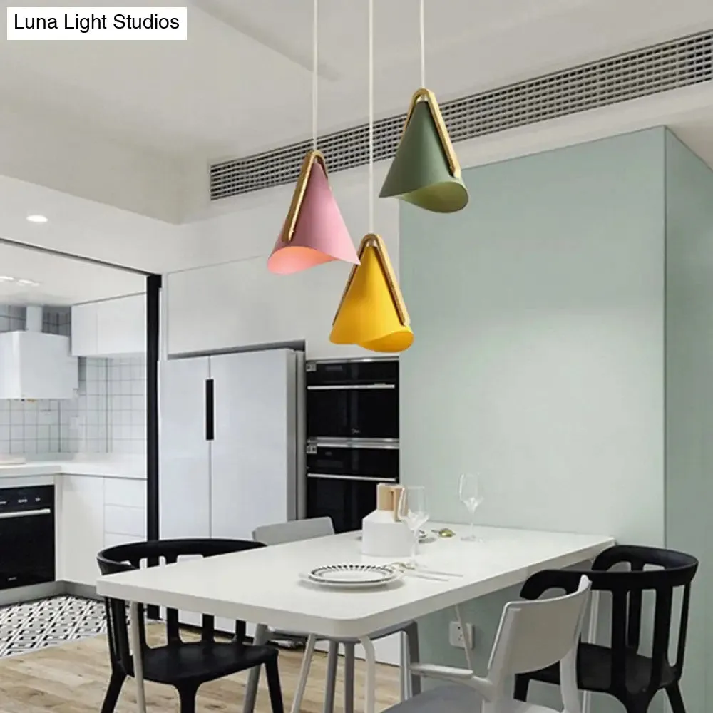 Simple White Waveform Pendant Light with Cone Metal Shade - 3 Lights - Ideal for Dining Room Ceiling