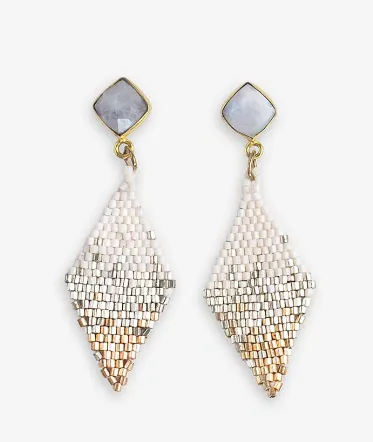 Sky Small Diamond Drop with Semi-Precious Stone Post Earrings