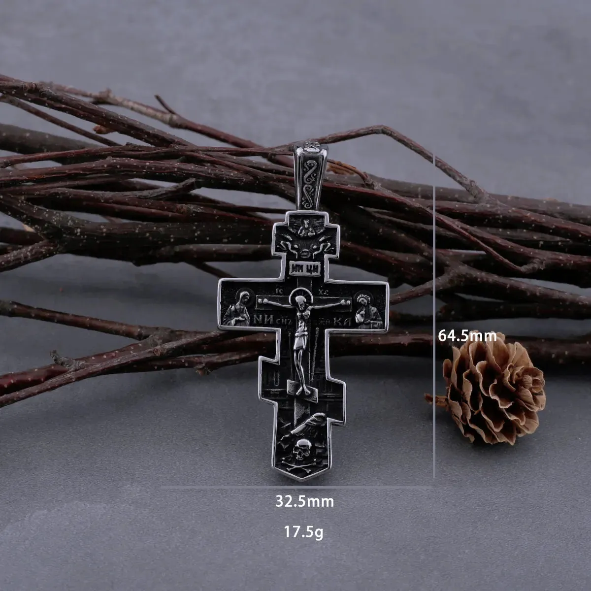 Stainless Steel Jesus Cross Viking Necklace