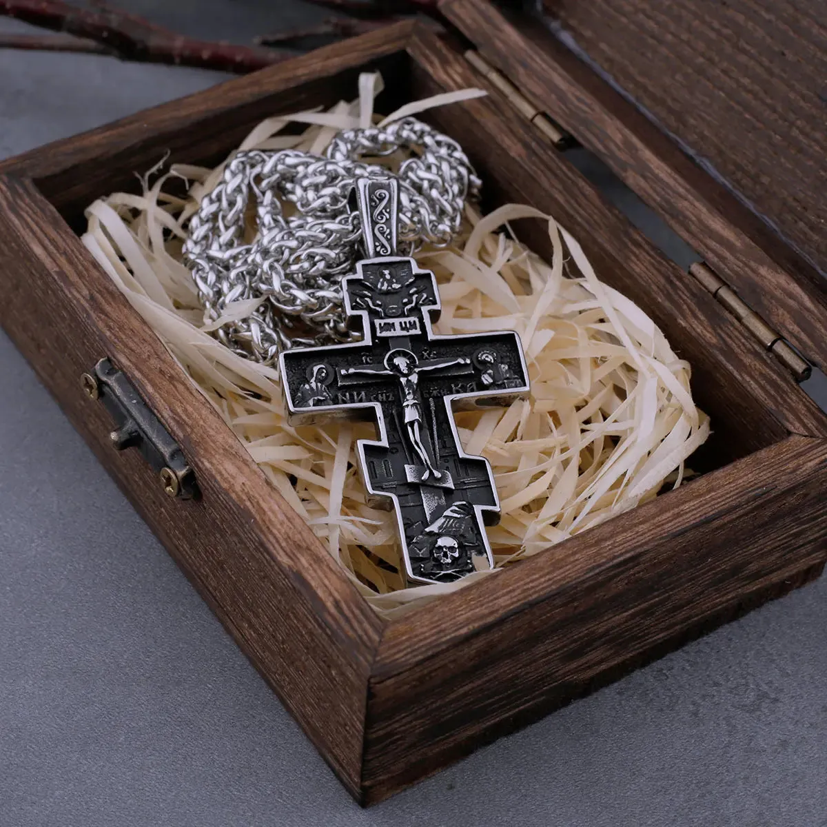 Stainless Steel Jesus Cross Viking Necklace