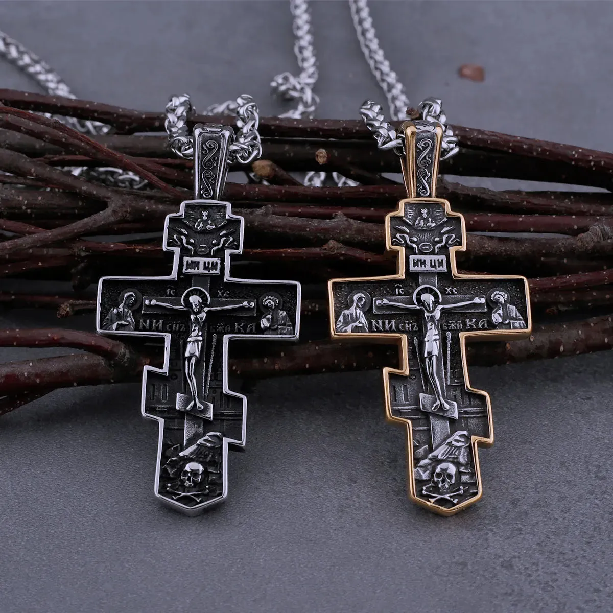 Stainless Steel Jesus Cross Viking Necklace