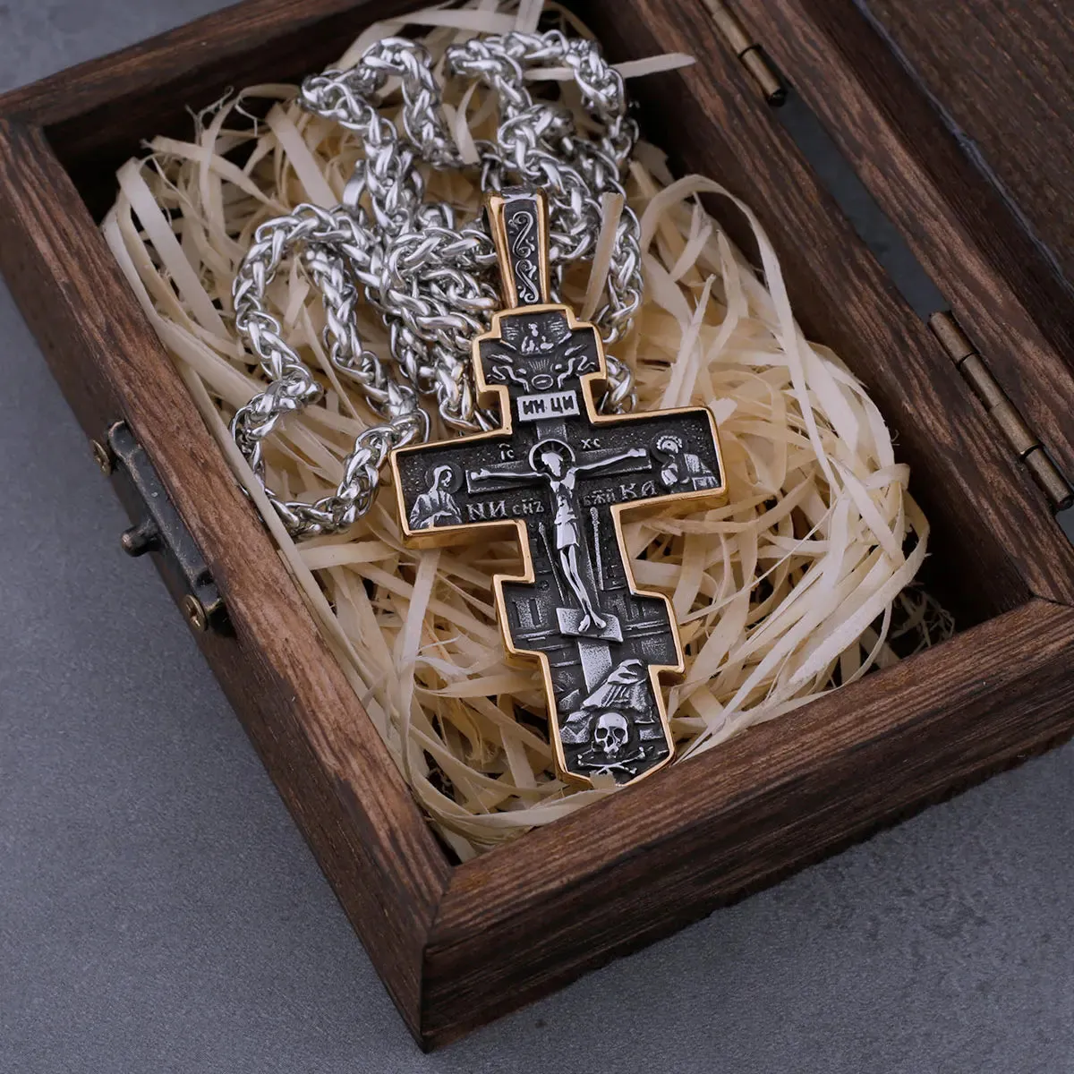 Stainless Steel Jesus Cross Viking Necklace