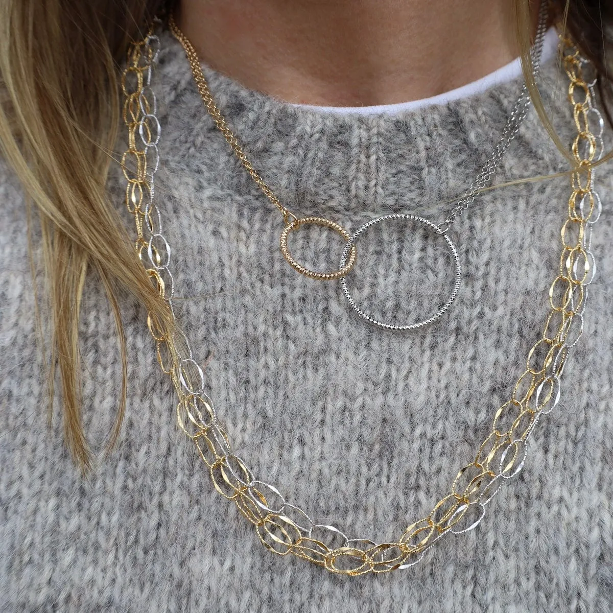 Sterling Silver & Gold Plated Harmonic Necklace