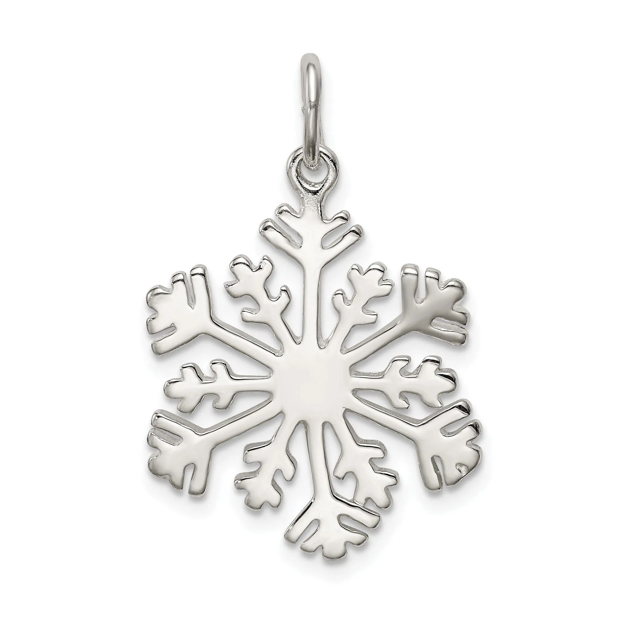 Sterling Silver Polish Snowflake Charm Pendant