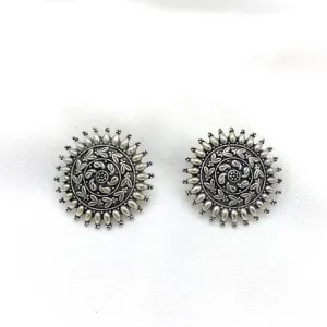 Stylish Trendy Oxidized Silver Big Stud Earring