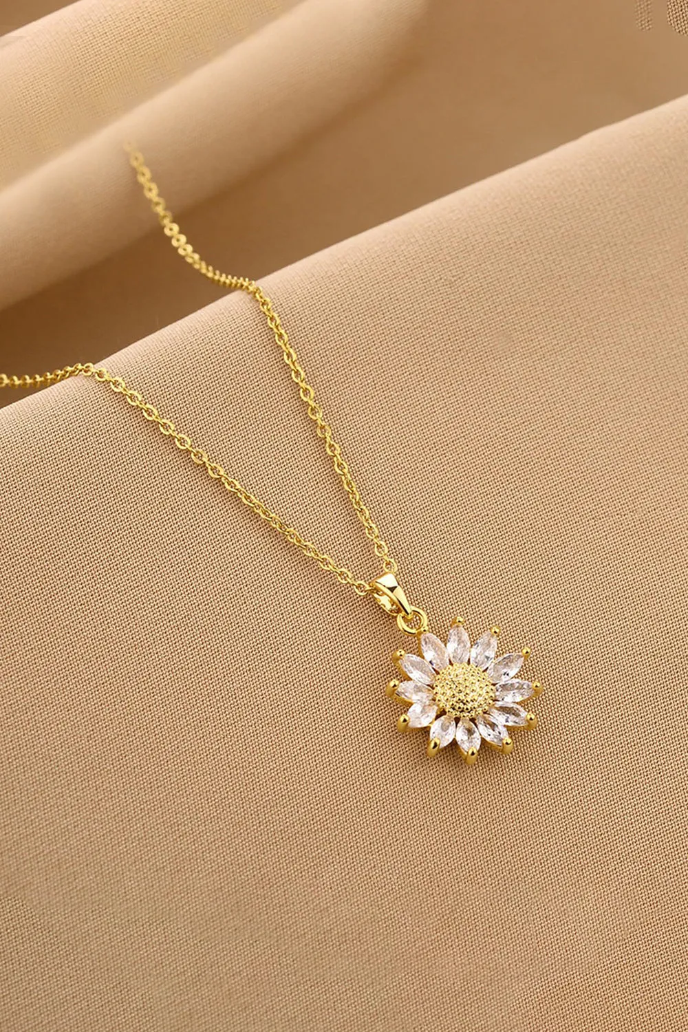 Sunflower Pendant Zircon Necklace