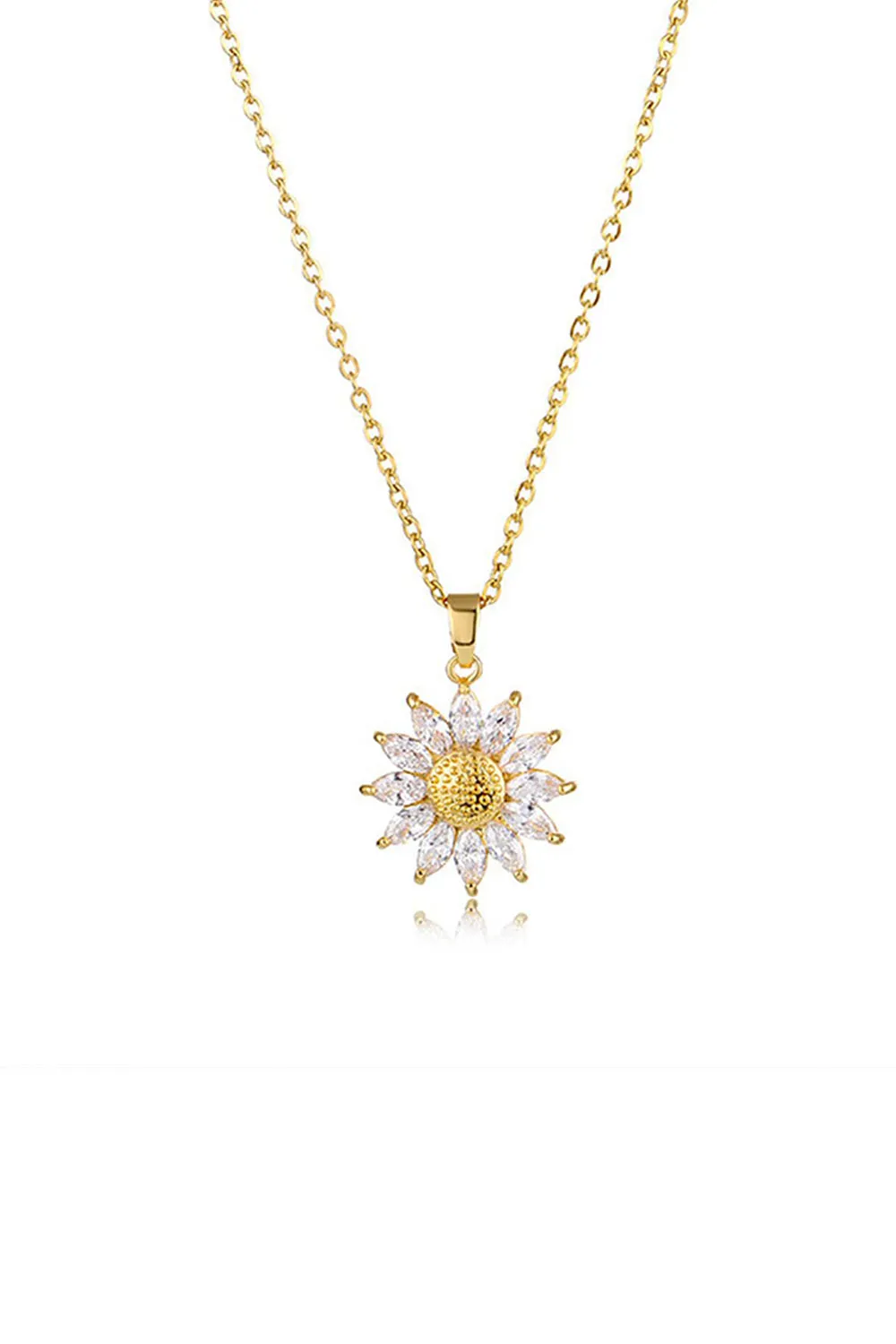 Sunflower Pendant Zircon Necklace