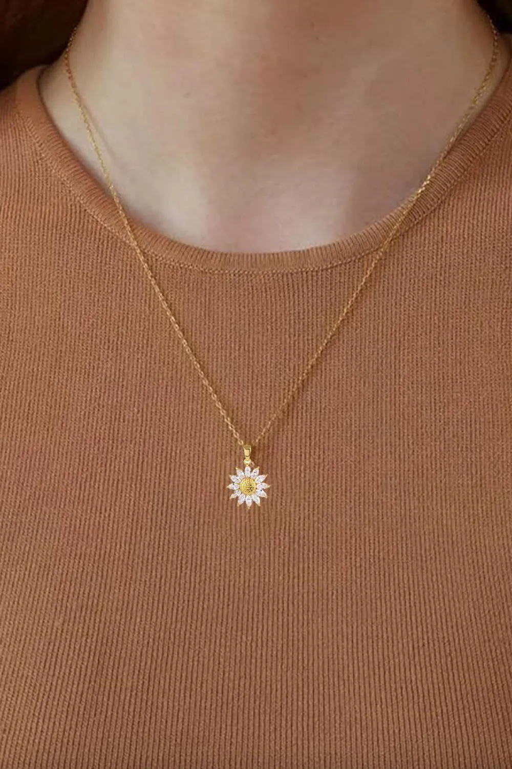 Sunflower Pendant Zircon Necklace