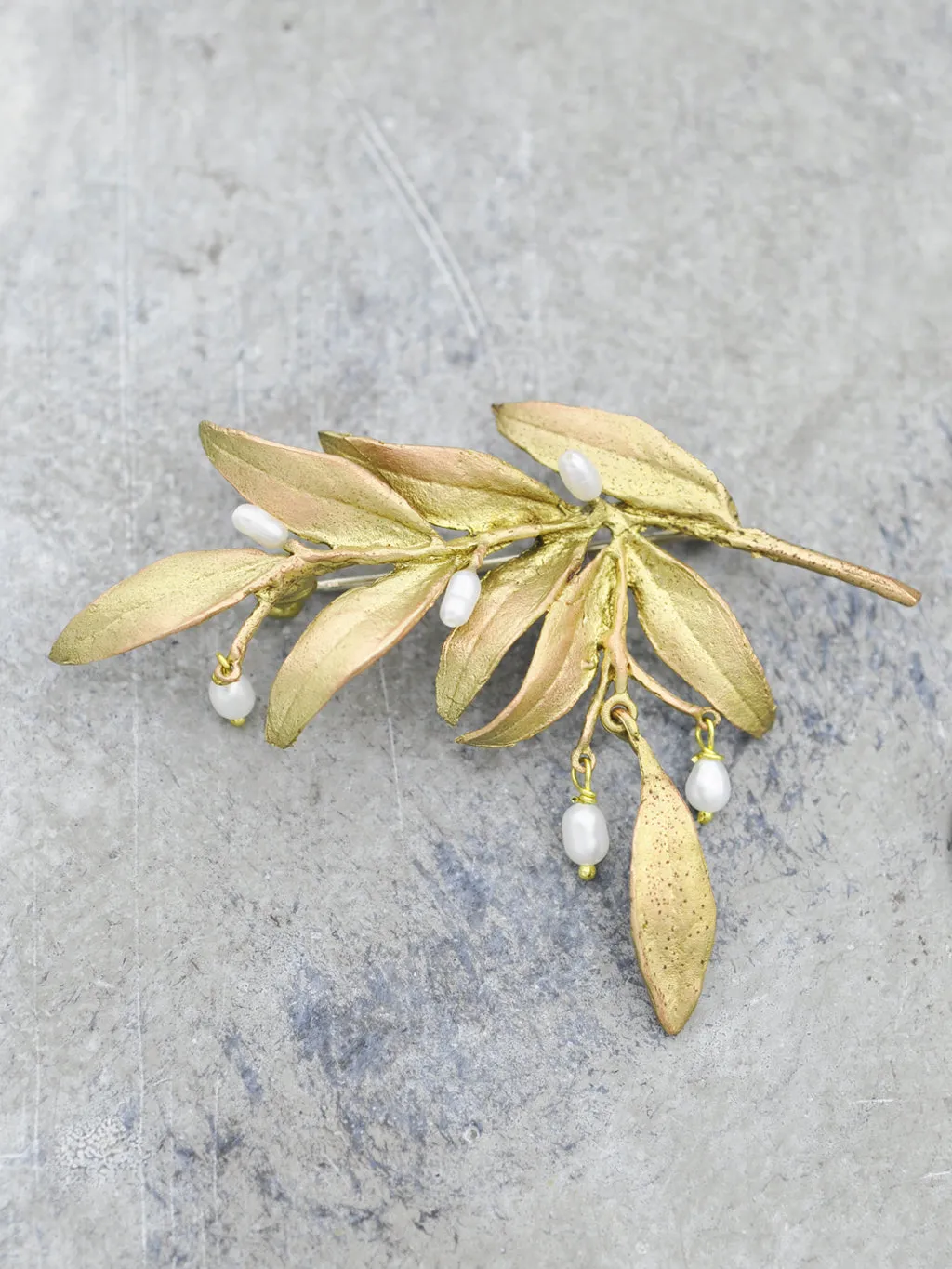 Tapestry Cascading Leaves   Freshwater Pearls Brooch