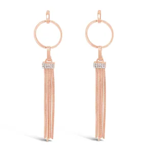 Tassels Rose Gold Long Drop Earrings