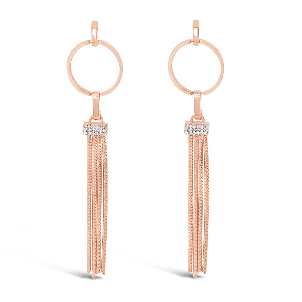 Tassels Rose Gold Long Drop Earrings