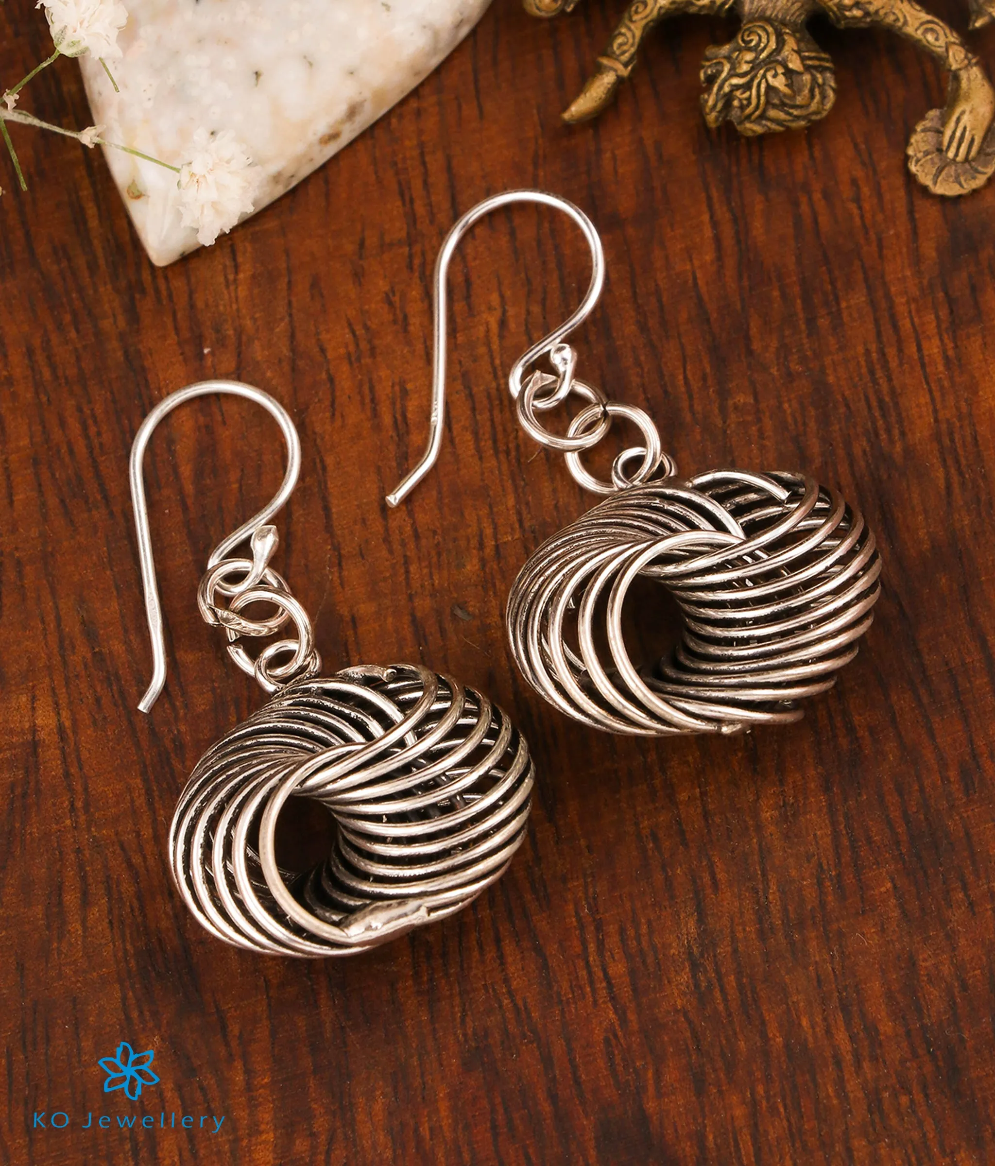 The Caught-in-a -Swirl Silver Earrings