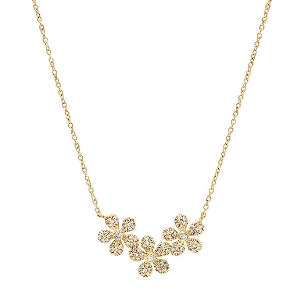 THREE DAISIES DIAMOND NECKLACE, GOLD