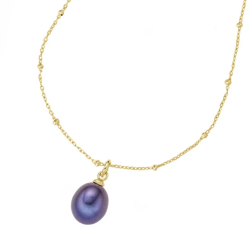 Timeless Adjustable 8mm Oval Peacock Pearl Pendant