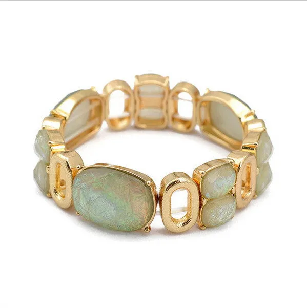 Top Quality 18K Real Gold Plated Mix Color Resin Bracelet Bangles Inlay Austria Big Crystal Charms pulseiras femininas