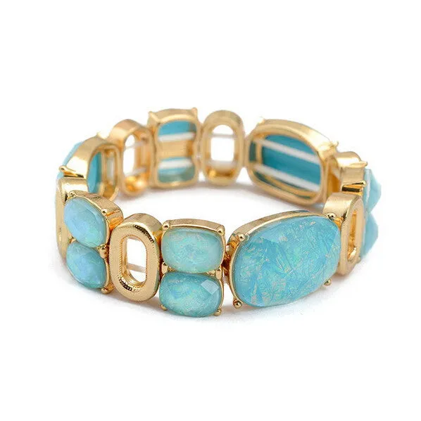 Top Quality 18K Real Gold Plated Mix Color Resin Bracelet Bangles Inlay Austria Big Crystal Charms pulseiras femininas