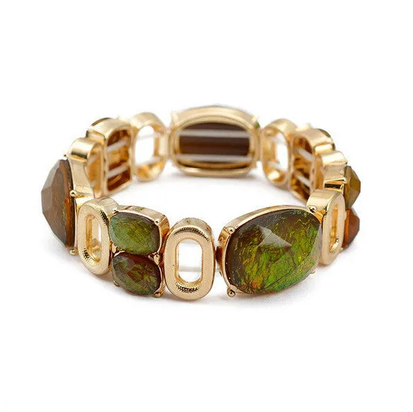 Top Quality 18K Real Gold Plated Mix Color Resin Bracelet Bangles Inlay Austria Big Crystal Charms pulseiras femininas