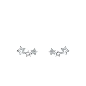 Trendy Sterling Silver Stud Earrings with Zircon Gems