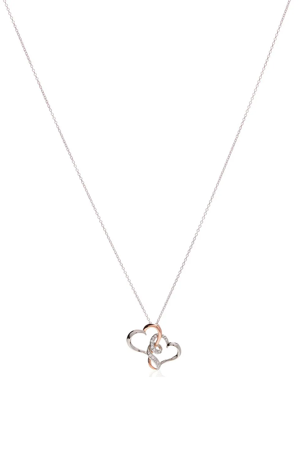 Two-tone Double Heart Pendant Necklace