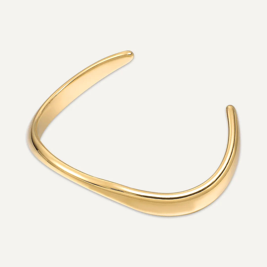 Vibes | Sleek Wave Open Bracelet | 18K Gold-Plated