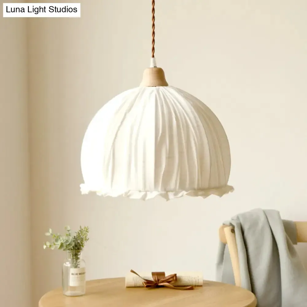 White Dome Fabric Suspension Light - Modernist 1-Light Pendant Lamp for Restaurants