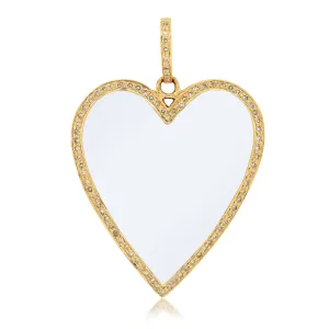 WHITE ENAMEL HEART CHARM, GOLD