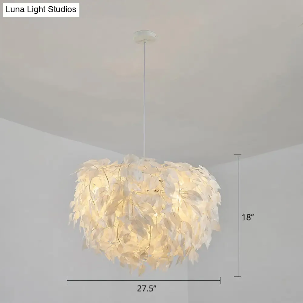 White Nordic Fabric Suspended Pendant Light for Living Room