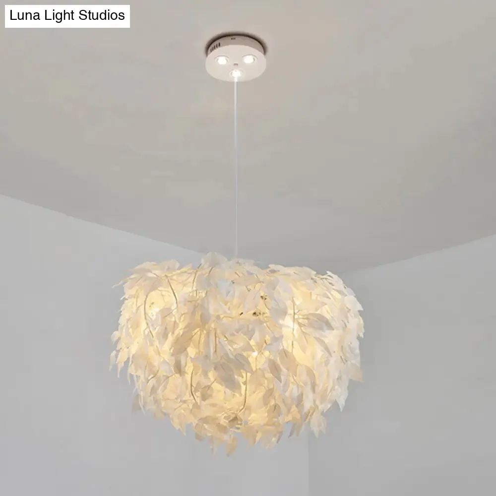 White Nordic Fabric Suspended Pendant Light for Living Room