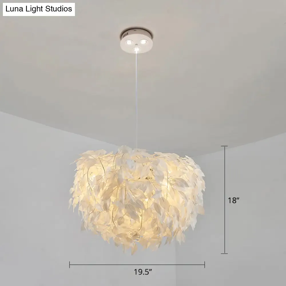 White Nordic Fabric Suspended Pendant Light for Living Room