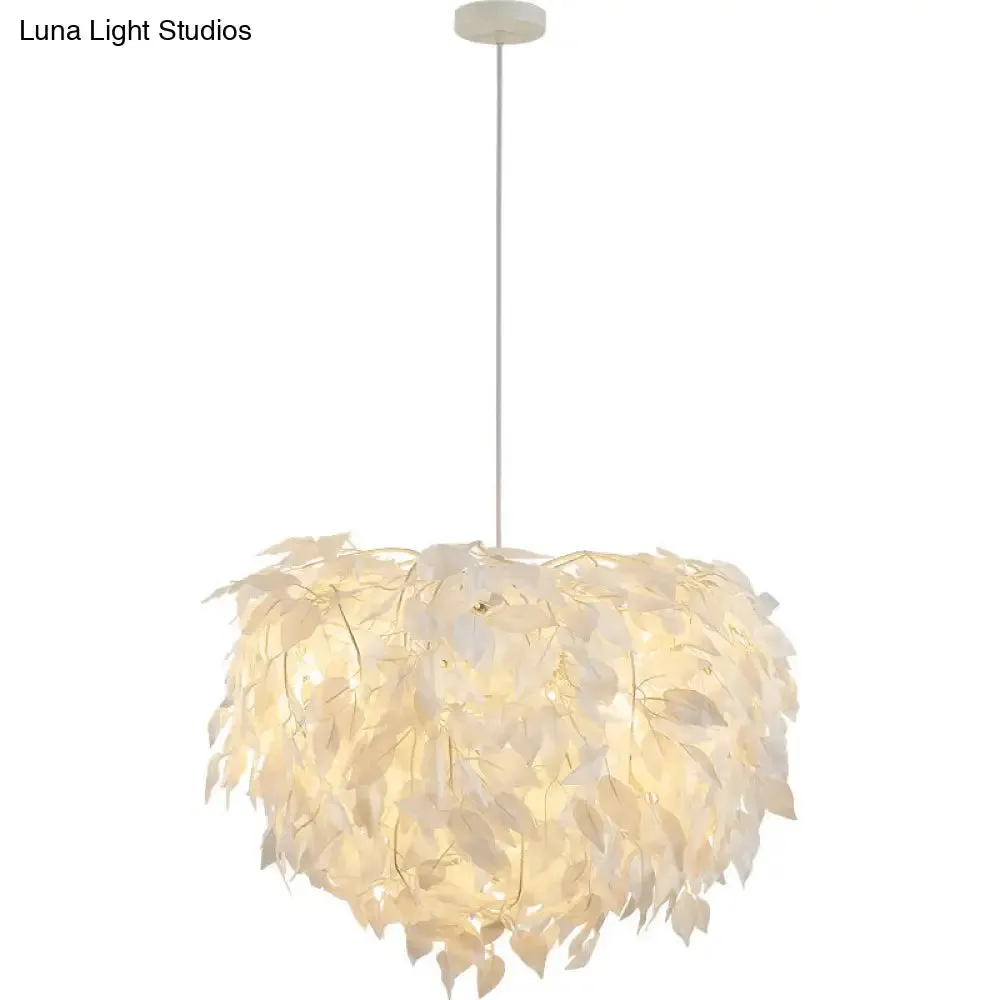 White Nordic Fabric Suspended Pendant Light for Living Room