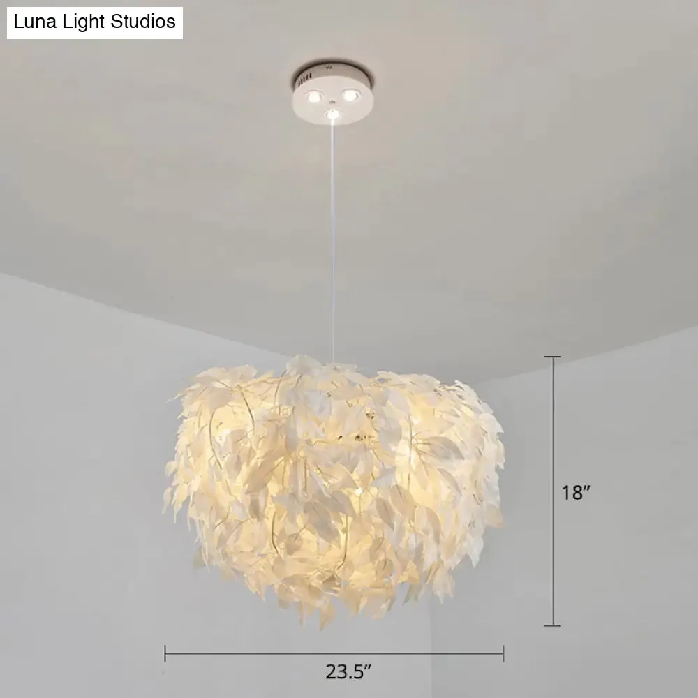 White Nordic Fabric Suspended Pendant Light for Living Room