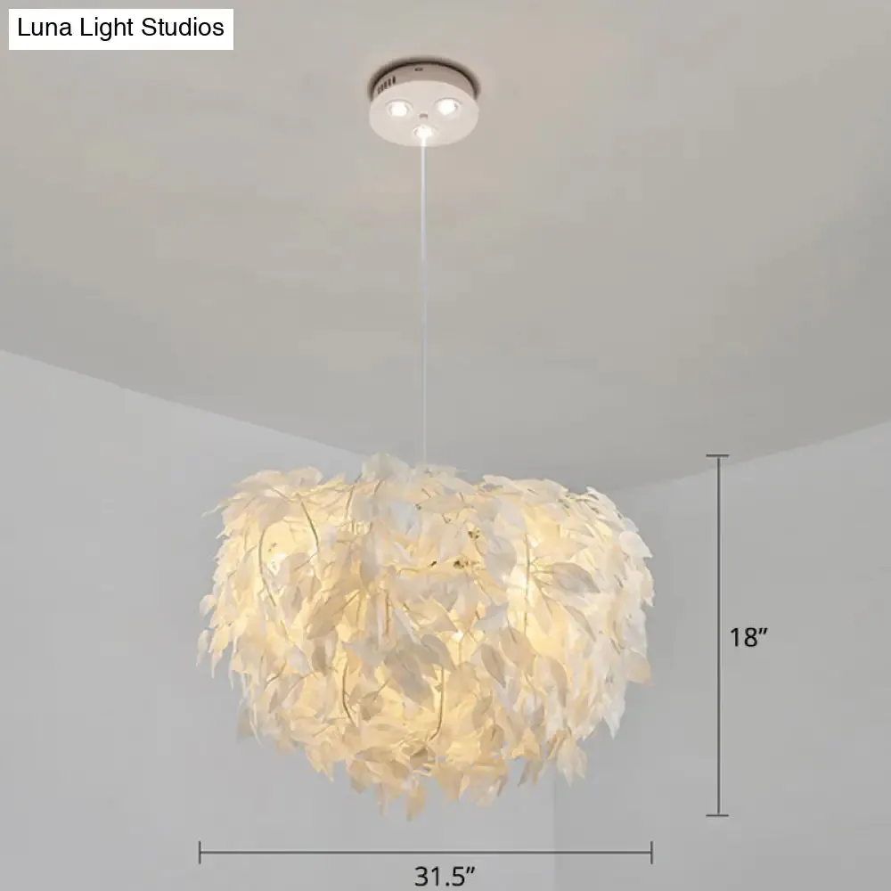 White Nordic Fabric Suspended Pendant Light for Living Room