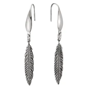 Womens Vintage Stainless Steel Leaf Feather Earrings Drop Dangle, Chic Fashion