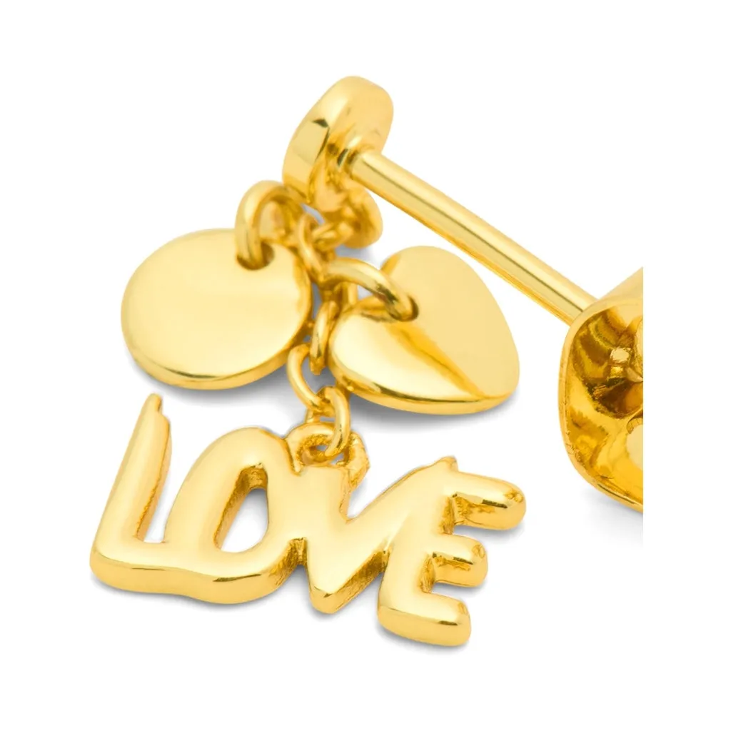 Word Love Dangling earring 1 pcs - Gold plated